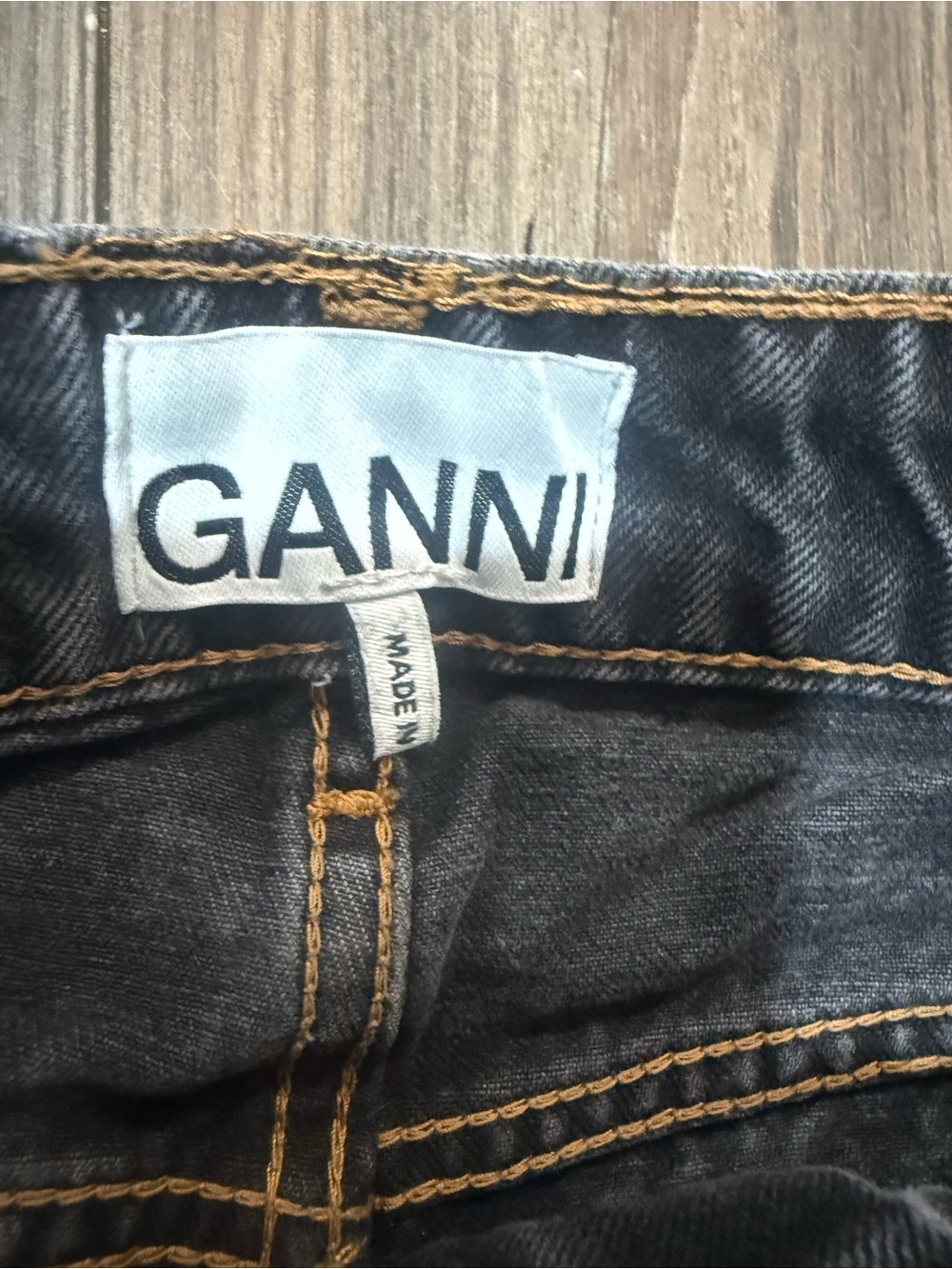 GANNI Washed Black Cargo Jeans Wide Leg Organic Cotton Womens Size 24 - Picture 5 of 9